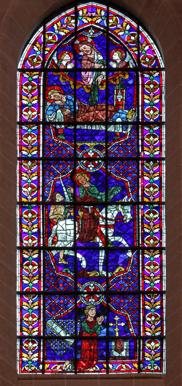 Aziz Martin hastaları iyileştirir ve pelerinini bir dilenciyle böler. Thibault VI, Chartres Sayısı (w109) by French School