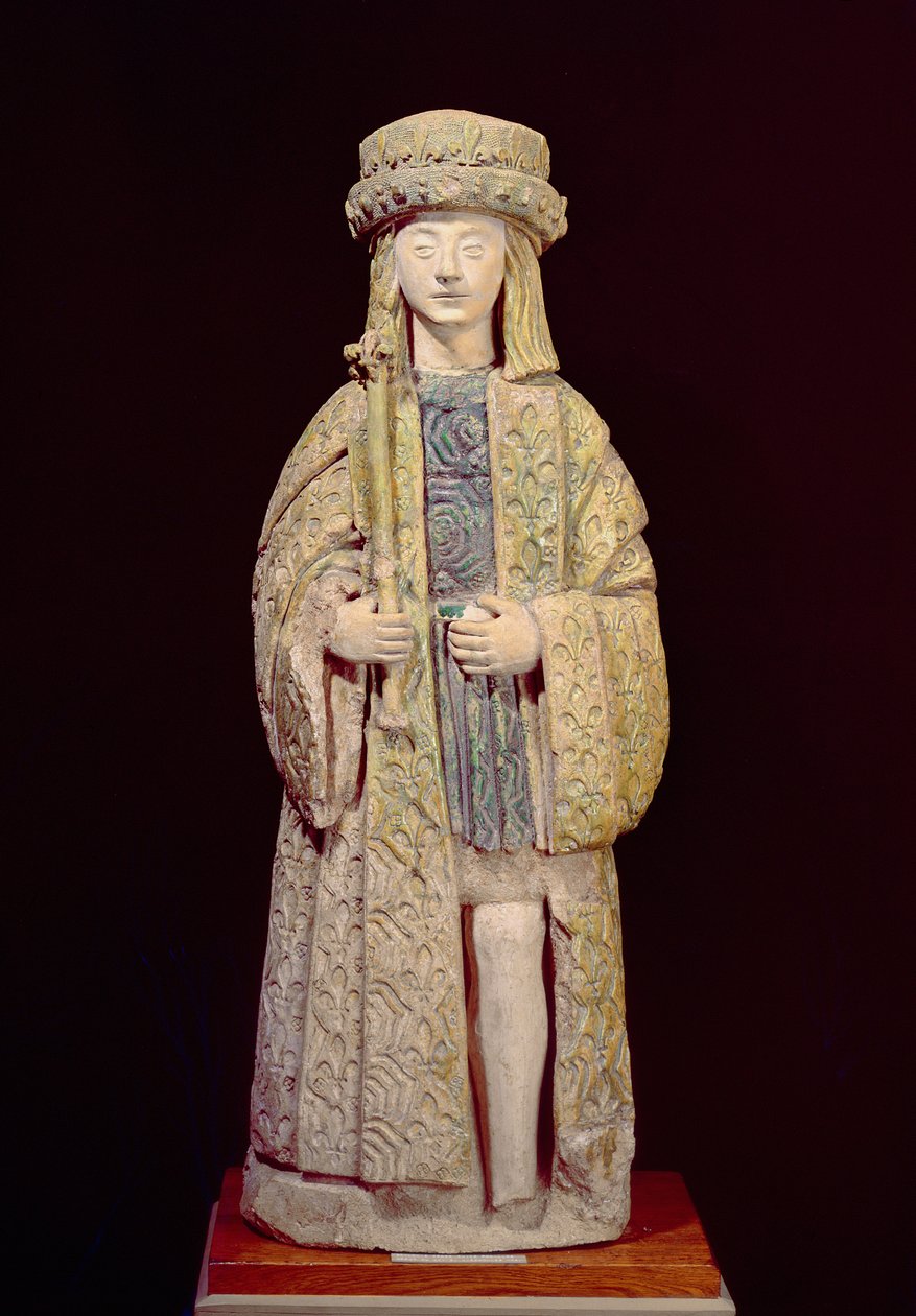 Louis Heykeli (1214-70), 15. yüzyılın sonu veya 16. yüzyılın başı (sırlı pişmiş toprak) by French School
