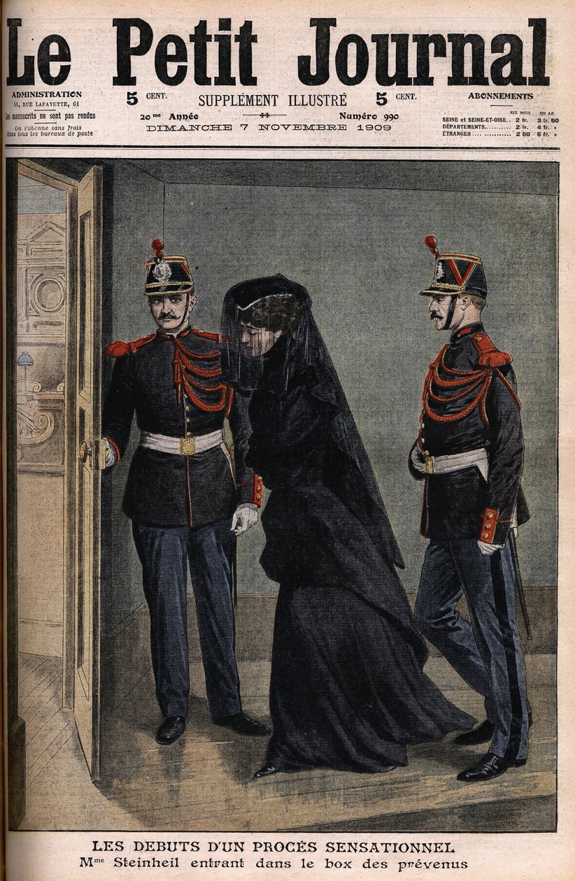 Steinheil davası: Marguerite Steinheil (1869-1954) sanıklar kutusuna giriyor - Le Petit Journal, 7 Kasım by French School