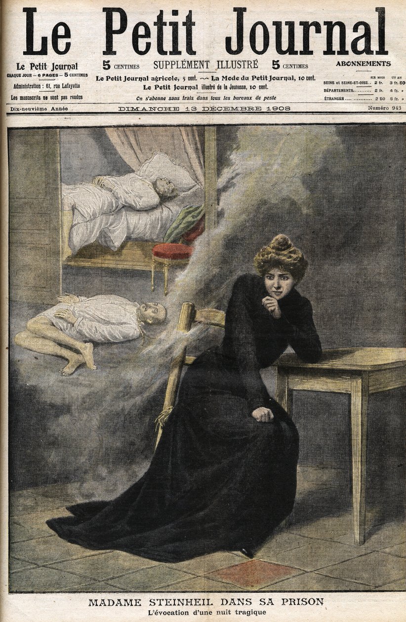 Steinheil davası: Marguerite Steinheil (1869-1954) hapishanesinde - Le Petit Journal, Aralık 1908 (gravür) by French School