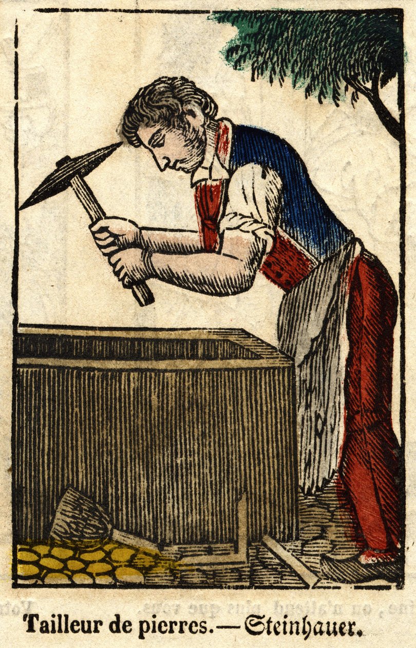 Taş terzi; Esnaf serisi, 19. yüzyılın Epinal görüntüsü. by French School