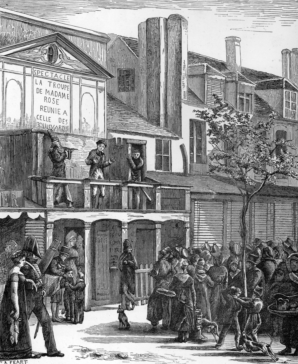 Sokak Tiyatrosu: Bobeche karnaval geçit töreni (gravür) by French School