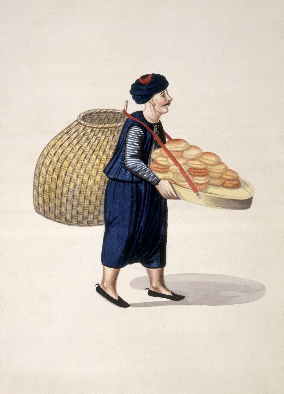 Sokak Satıcısı, Osmanlı dönemi, 18. yüzyılın üçüncü çeyreği (kağıt üzerinde wc) by French School