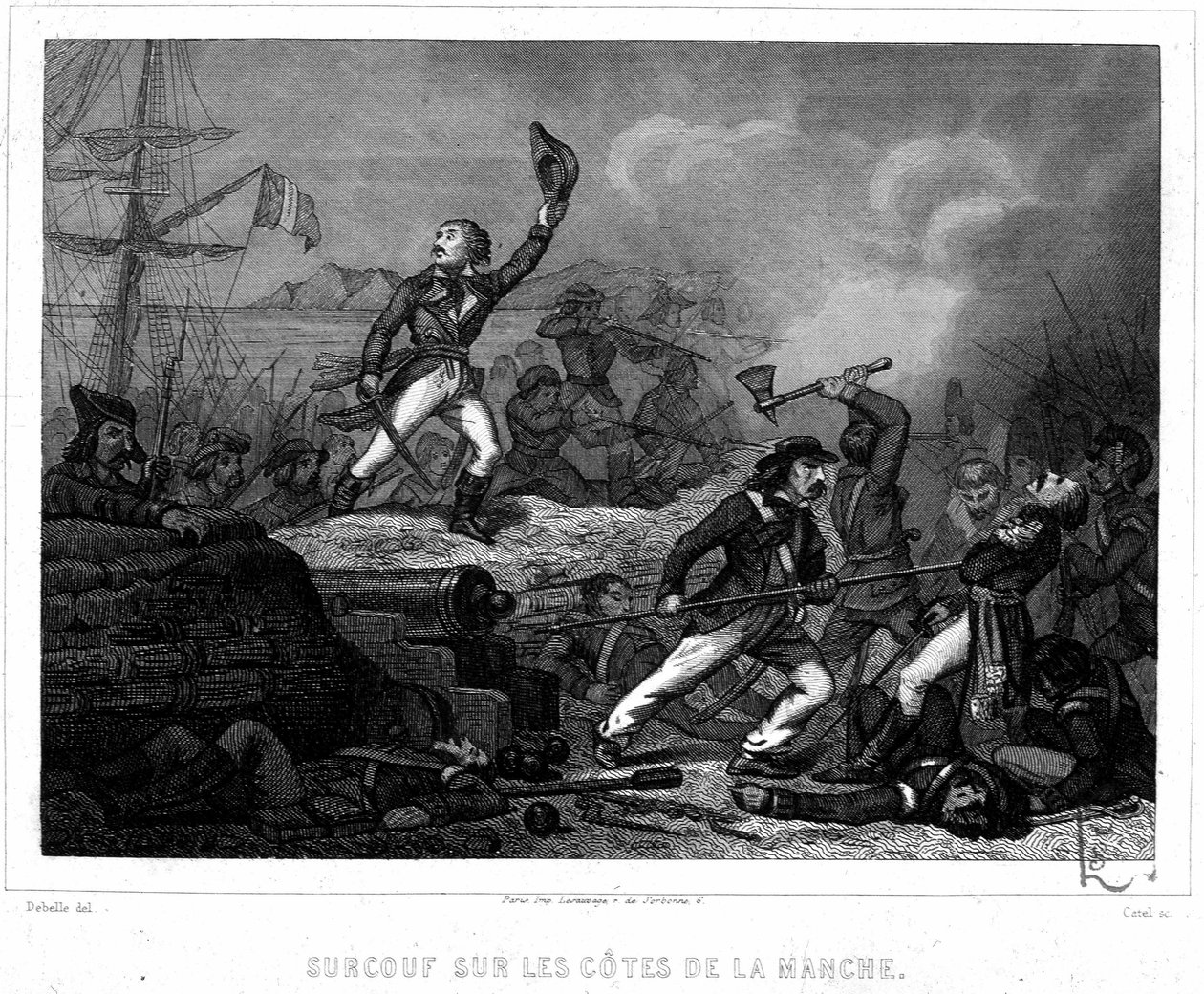 Surcouf on the Channel Coast - "History of Pirates and Corsairs of the Ocean and the Mediterranean", P. Christion, Paris, D. Cavaillés ed. by French School