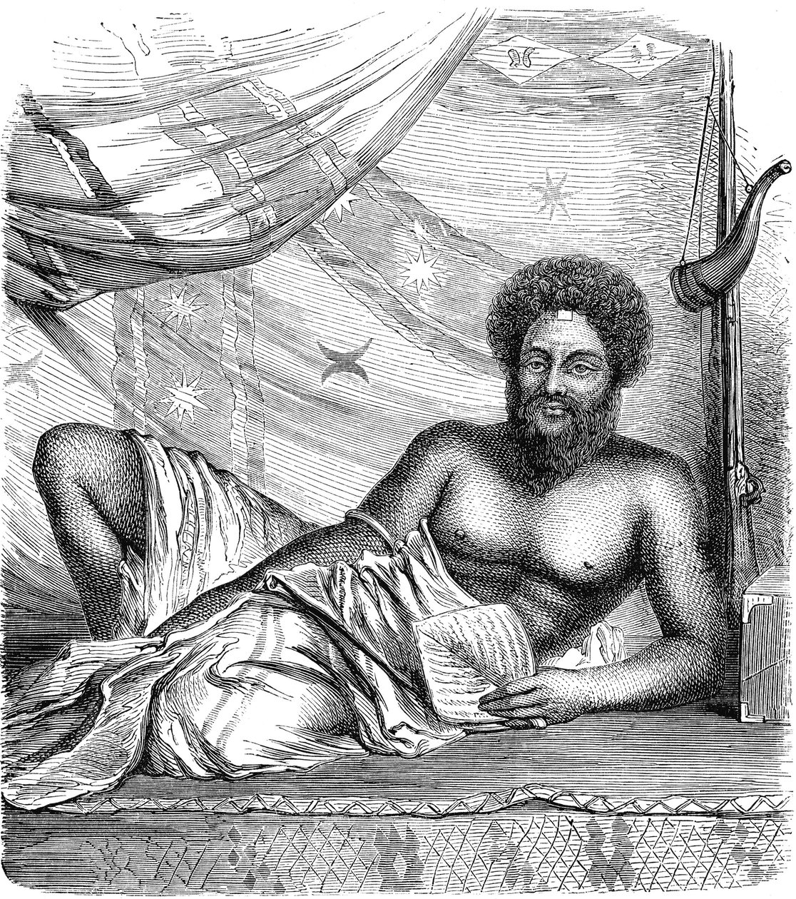 THAKOMBAU, VITI Adalarının Kralı (FIDJI), Pasifik Okyanusu. Gravür 1885 by French School