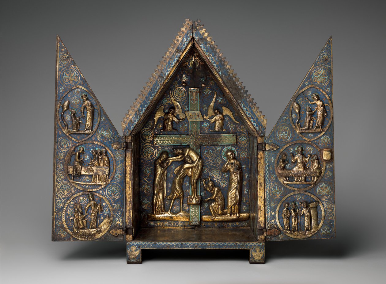 Cherves Tabernacle, c.1220-30 (bakır ve champleve emaye) by French School