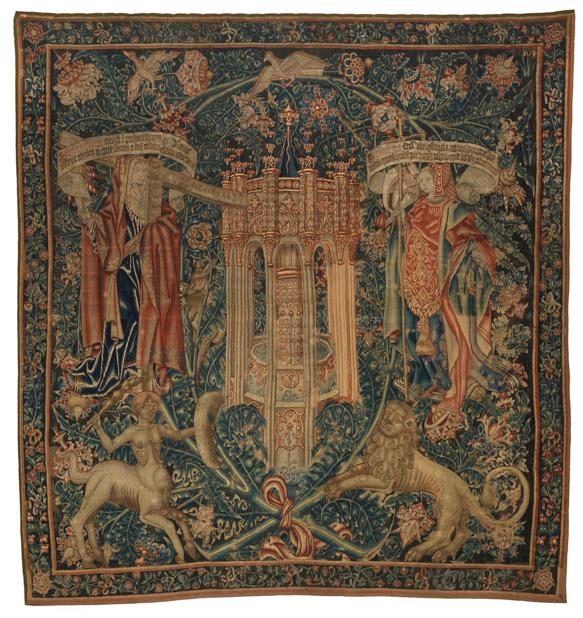 Goblen, Sibylla Hellespontica ve Phrygia (46.134 ila 46.139'dan oluşan altı Sibyl setinden biri) 'Rothamsted Goblenleri' olarak adlandırılır, Flanders, Tournai veya Brüksel, Belçika'da yapılmıştır, c.1530 (yün) by French School
