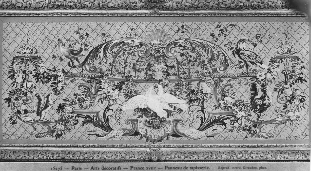 Kuşlar ve çiçekler ile goblen panel by French School