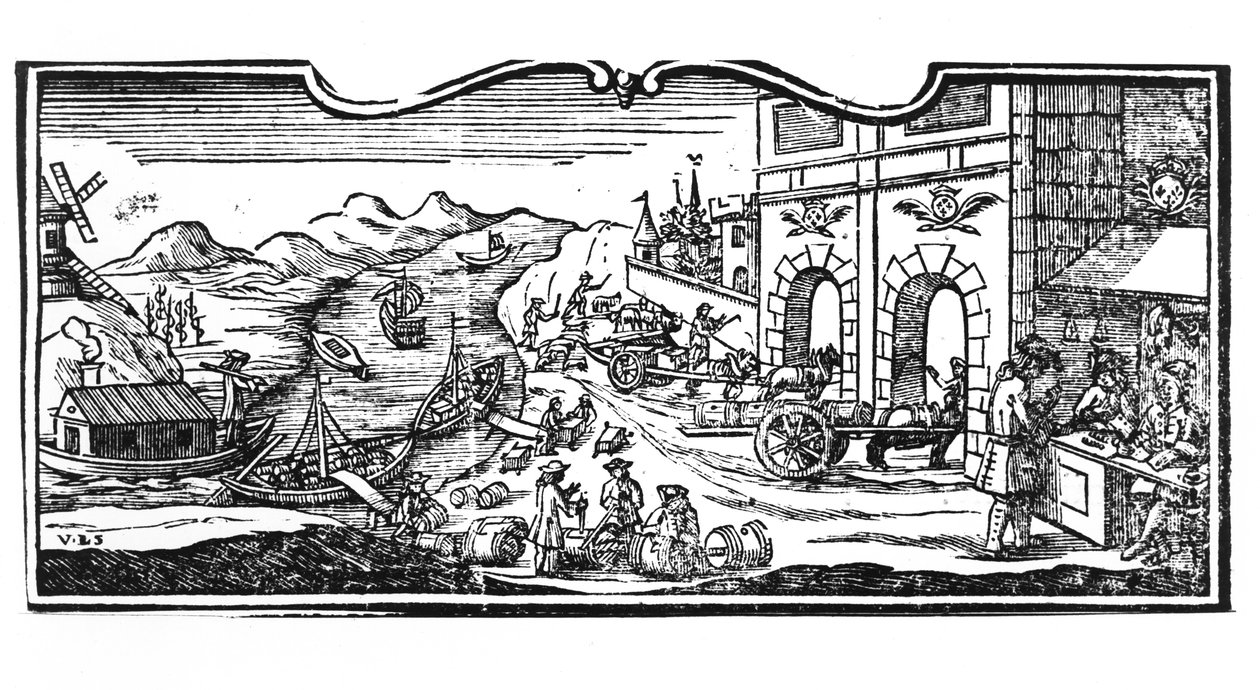Şarap ve Alkollü İçkiler Şehri Girişindeki Vergi Dairesi, 22 Mart 1707 tarihli Danıştay Kararnamesi, Paris Devlet Konseyi Sicil Kayıtlarından, 1739 (detay) (bkz. by French School