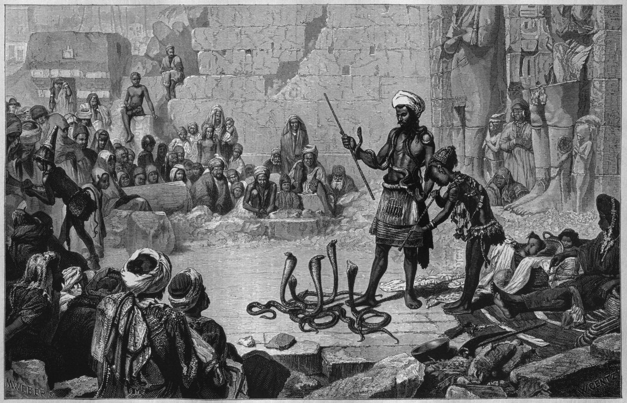 Medinet Abu Tapınağı. Yılan oynatıcıları, Georg Moritz Ebers