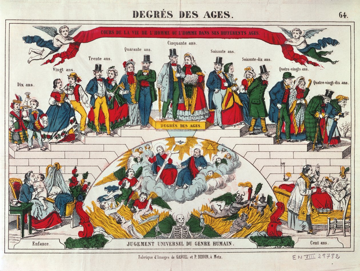 Erkeklerin ve Kadınların Yaşları, Imagerie Gangel, Metz, 19. yüzyıl ortası by French School