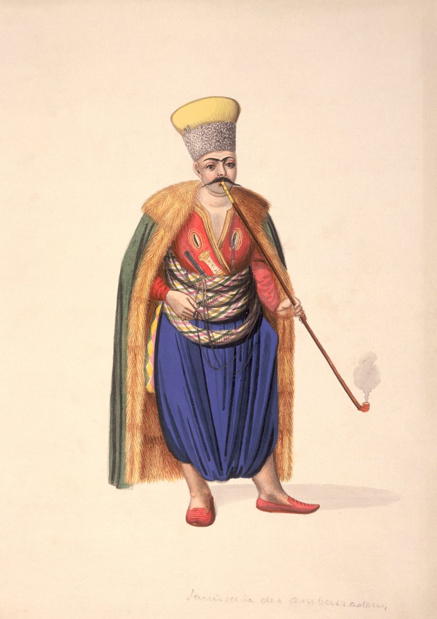 Elçiler Yeniçeri, Osmanlı dönemi, 18. yüzyılın üçüncü çeyreği (kağıt üzerinde wc) by French School