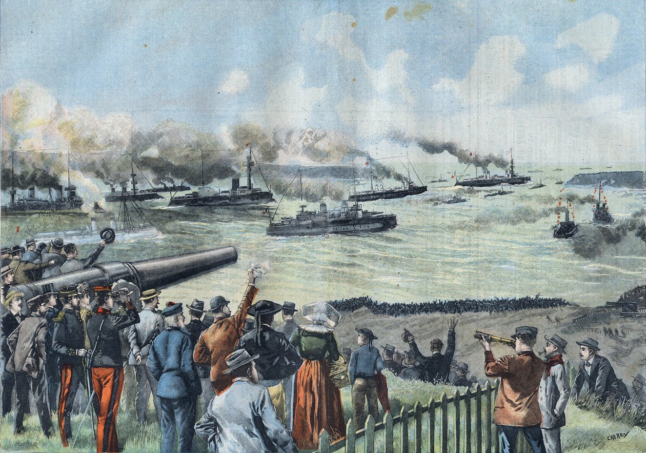 Baltık filosu Brest limanından ayrılıyor. Fransız cumhuriyeti başkanı Emile Loubet ile “Montcalm” by French School