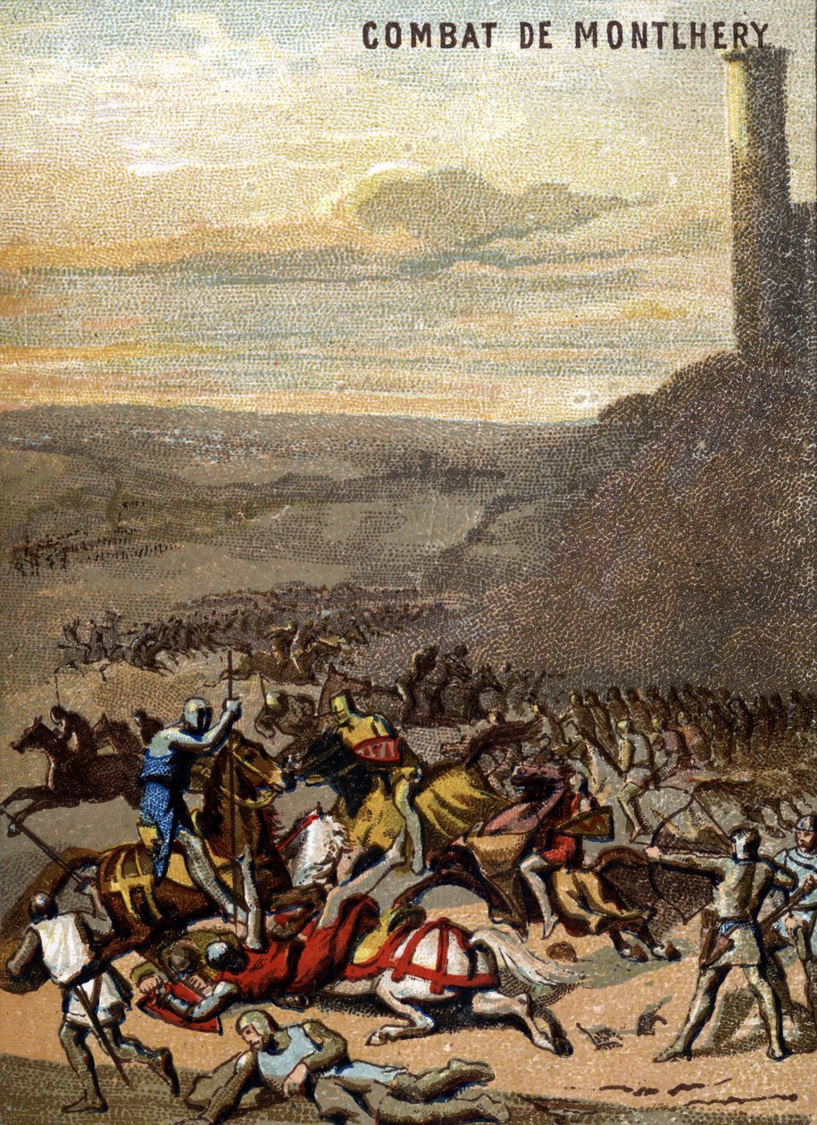 Montlhery Muharebesi (1227): Krallıklar ve feodalit - Blanche de Castille, oğlu IX. “Görüntü Yoluyla Yurtsever Eğitimi” Serisinin Kromolitografisi. by French School