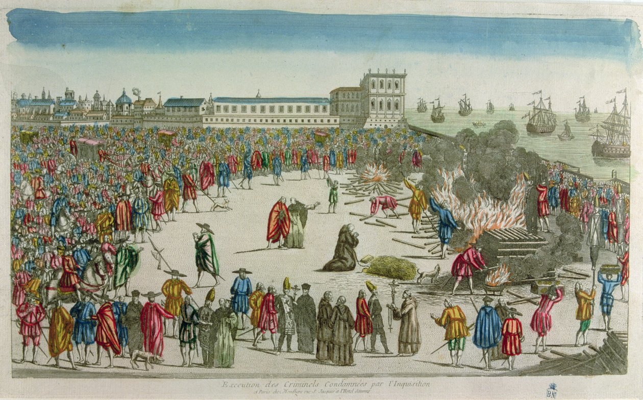 The Burning (renkli gravür) by French School