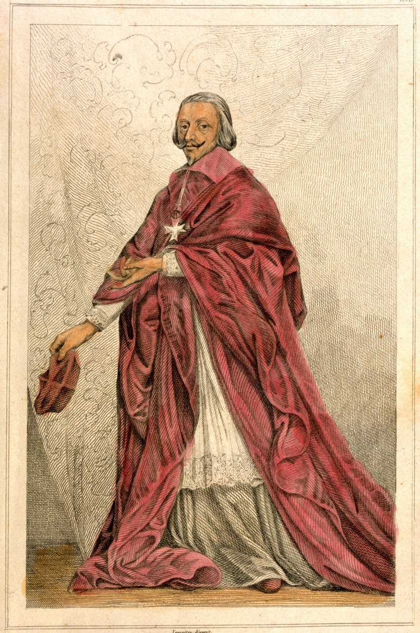 Richelieu Kardinali (1585-1642) - 19. yüzyıl gravürü. by French School