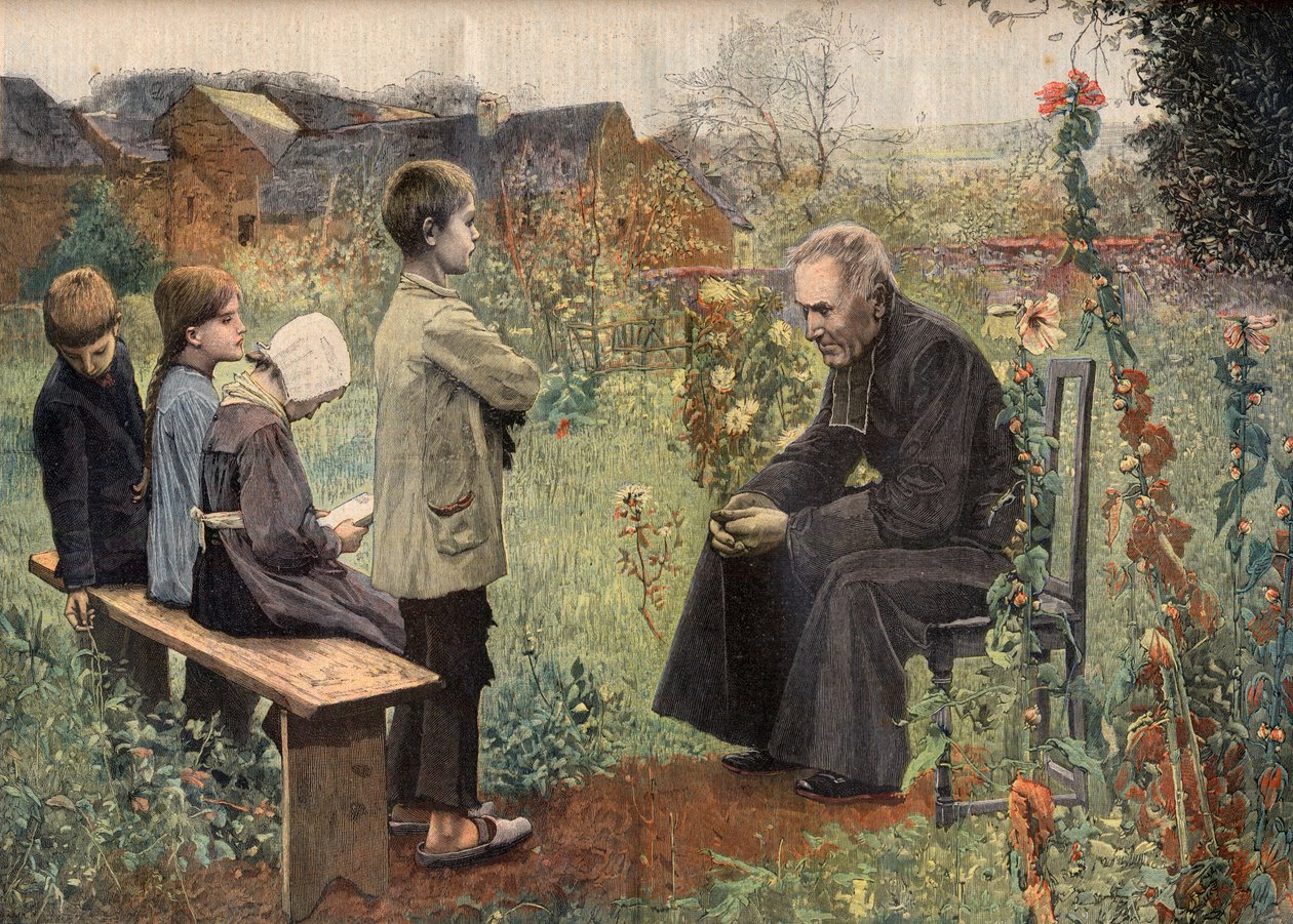 “Le Petit Journal”daki İlmihal Dersi, Haziran 1898 (gravür) by French School