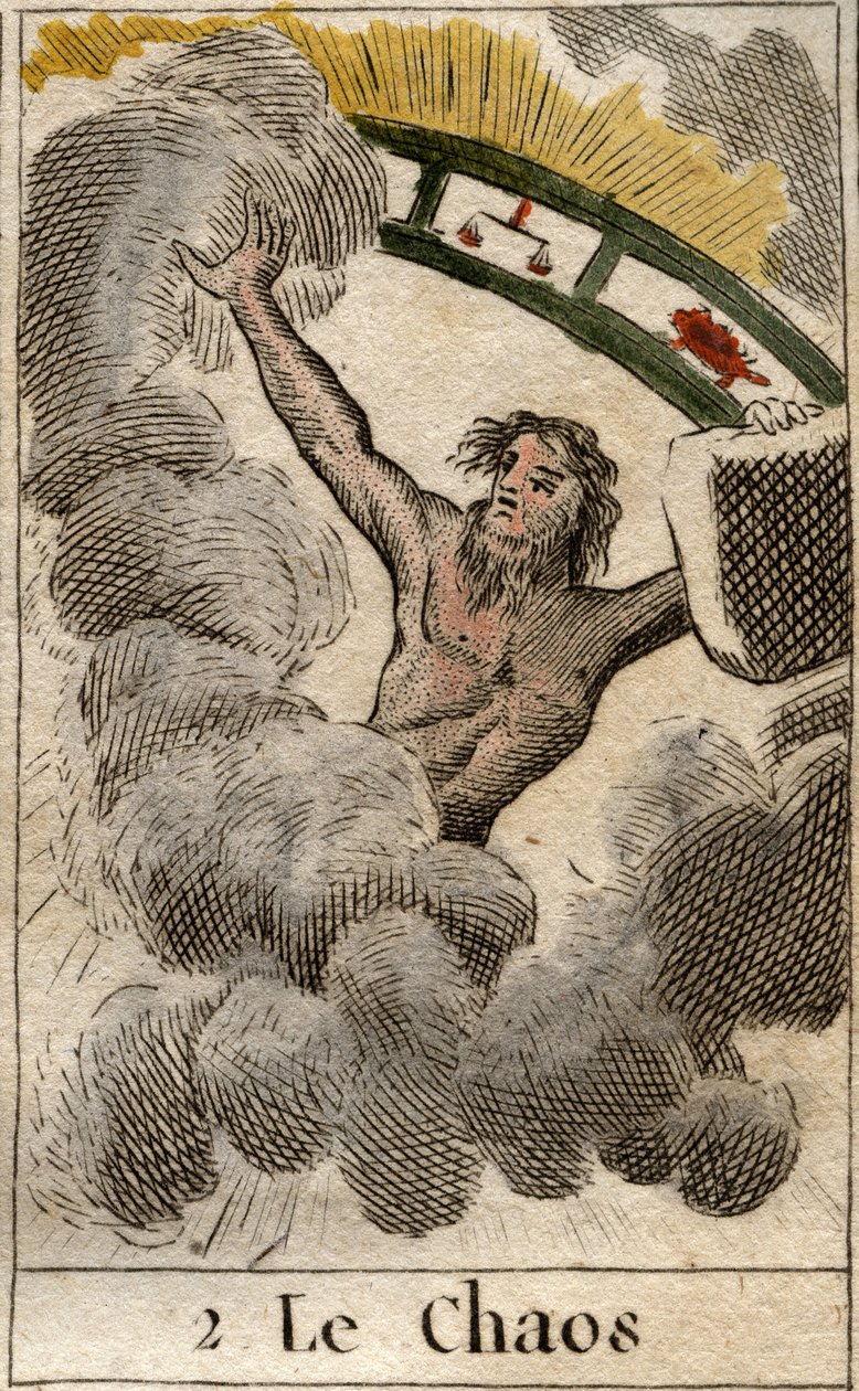 Kaos tanrısı bir zodyak parçası ile temsil edilir. Pierre Blanchard 1803
