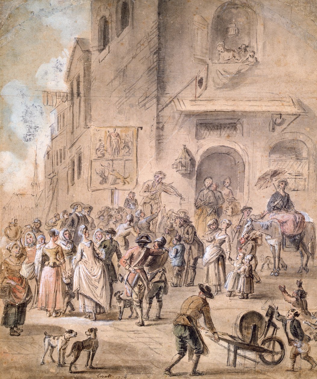 The Charlatan, 1774 (kağıt üzerinde kalem & mürekkep ve wc) by French School