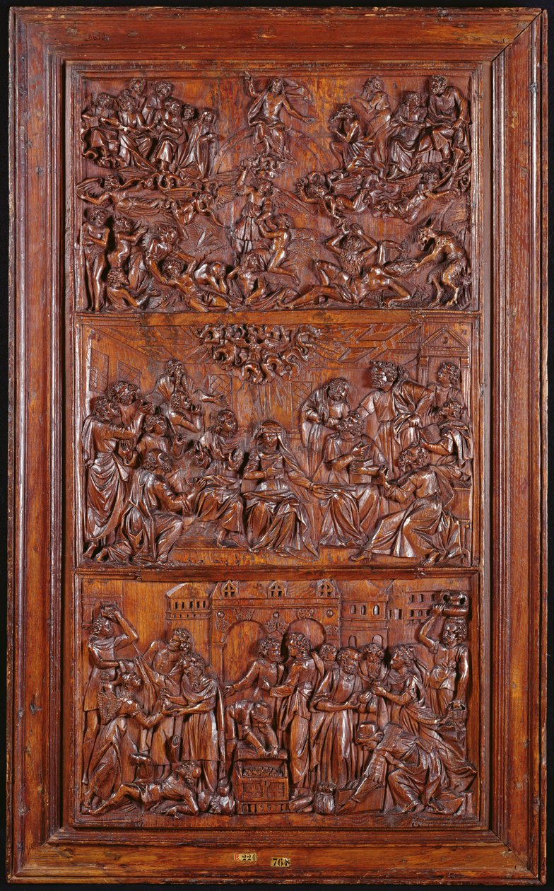 Credo, Panel III: Son Yargı, Pentikost ve Azizlerin Cemaati, 1587 (tahta) (ayrıca bkz. 4140367 & 414039) by French School