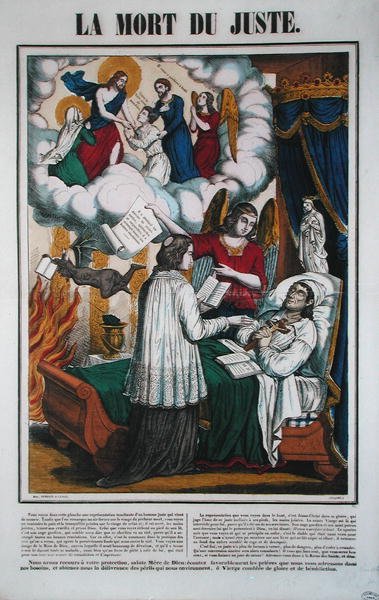 Adil Adamın Ölümü ve Onu Cennete Götüren Meleğin Ölümü, 19. yüzyıl ortası (renkli taş) by French School