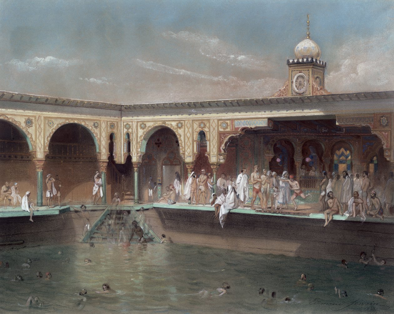 Deligny Hamamları, Paris, 1842 (kağıt üzerinde wc) by French School