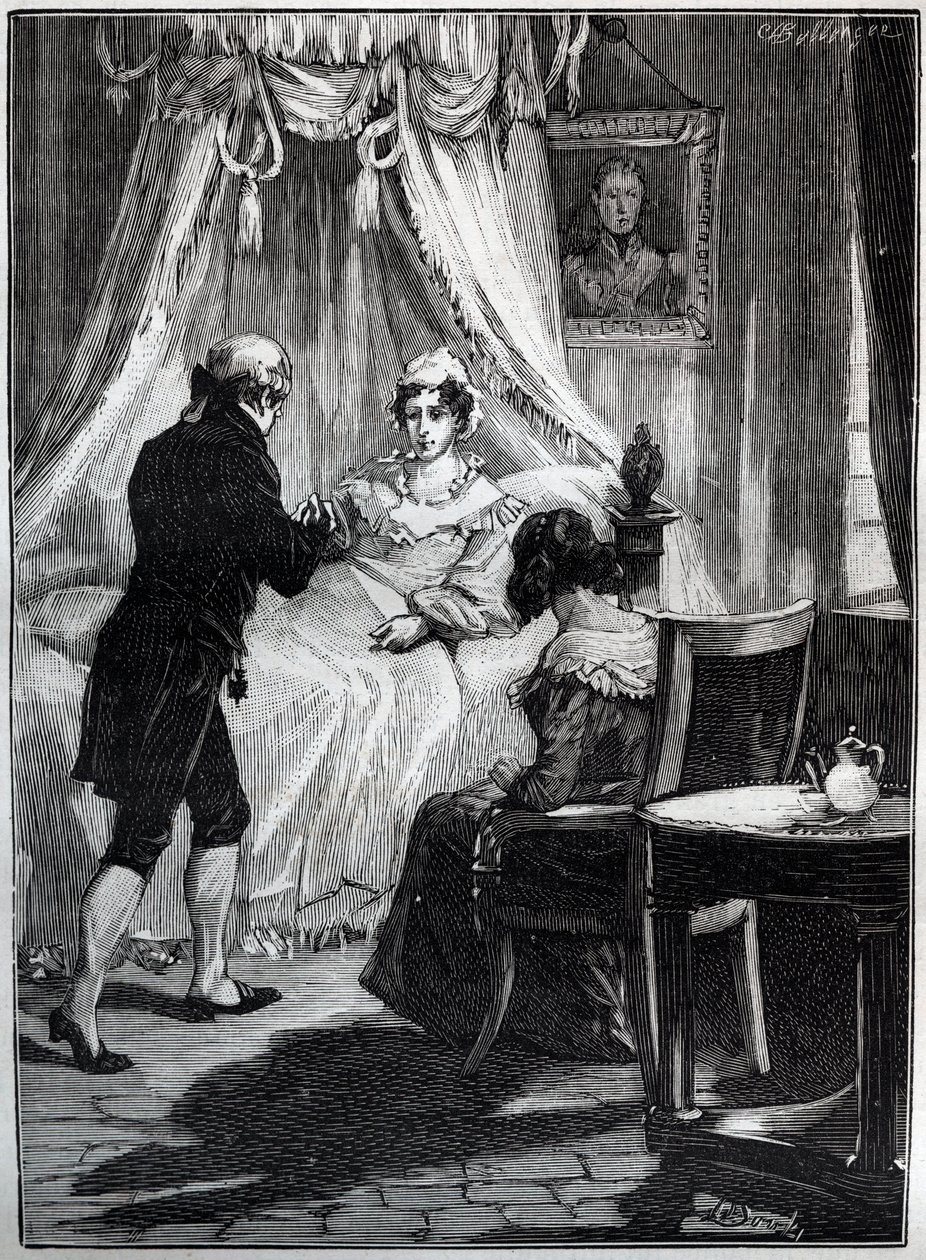 Berry Düşesi (Marie Caroline, İki Sicilya Prensesi, Berry Düşesi (1798-1870), Blay Kalesi'nde Doktor Louis Charles Deneux (1767-1846) - Gravür - by French School