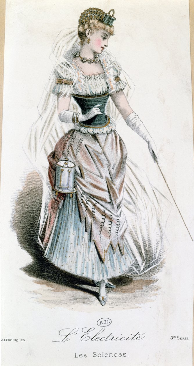 Elektrik Perisi, pilli süslü bir balo için kostüm, c.1885 by French School