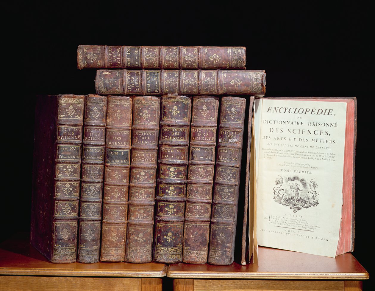Denis Diderot Ansiklopedisi (1713-84) ve Jean le Rond dAlembert (1717-83), 1751-72 (deri, kağıt ve mürekkep) by French School