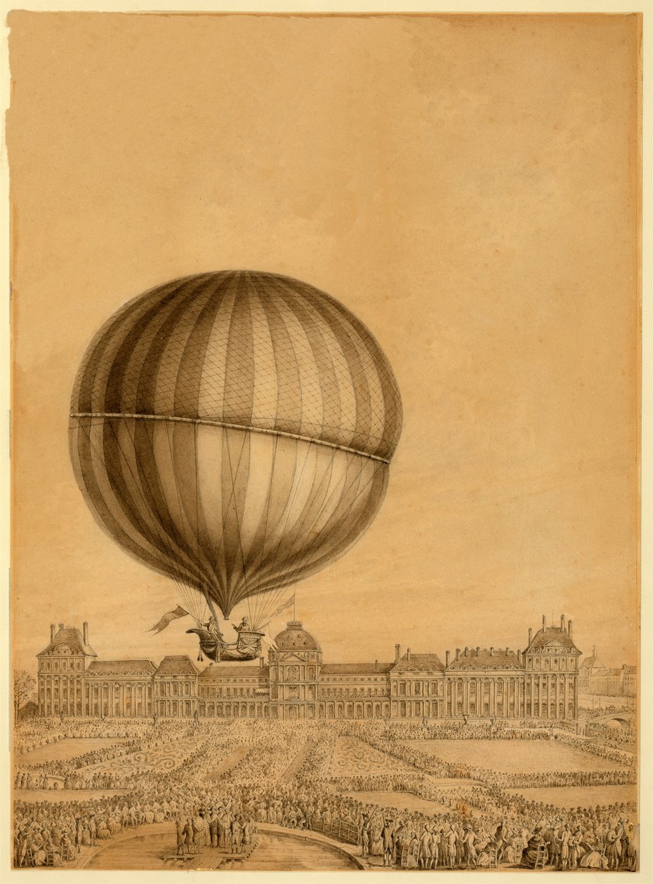 İlk İnsanlı Gaz Balonu Uçuşu, 1 Aralık 1783, c.1783 by French School