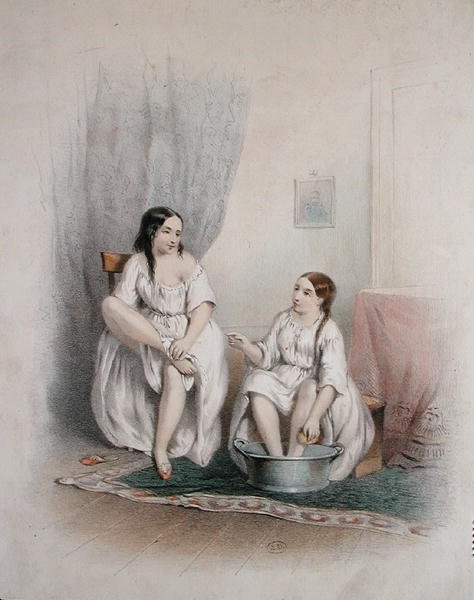 Ayak Banyosu, on dokuzuncu yüzyılın ortaları (renkli taş) by French School