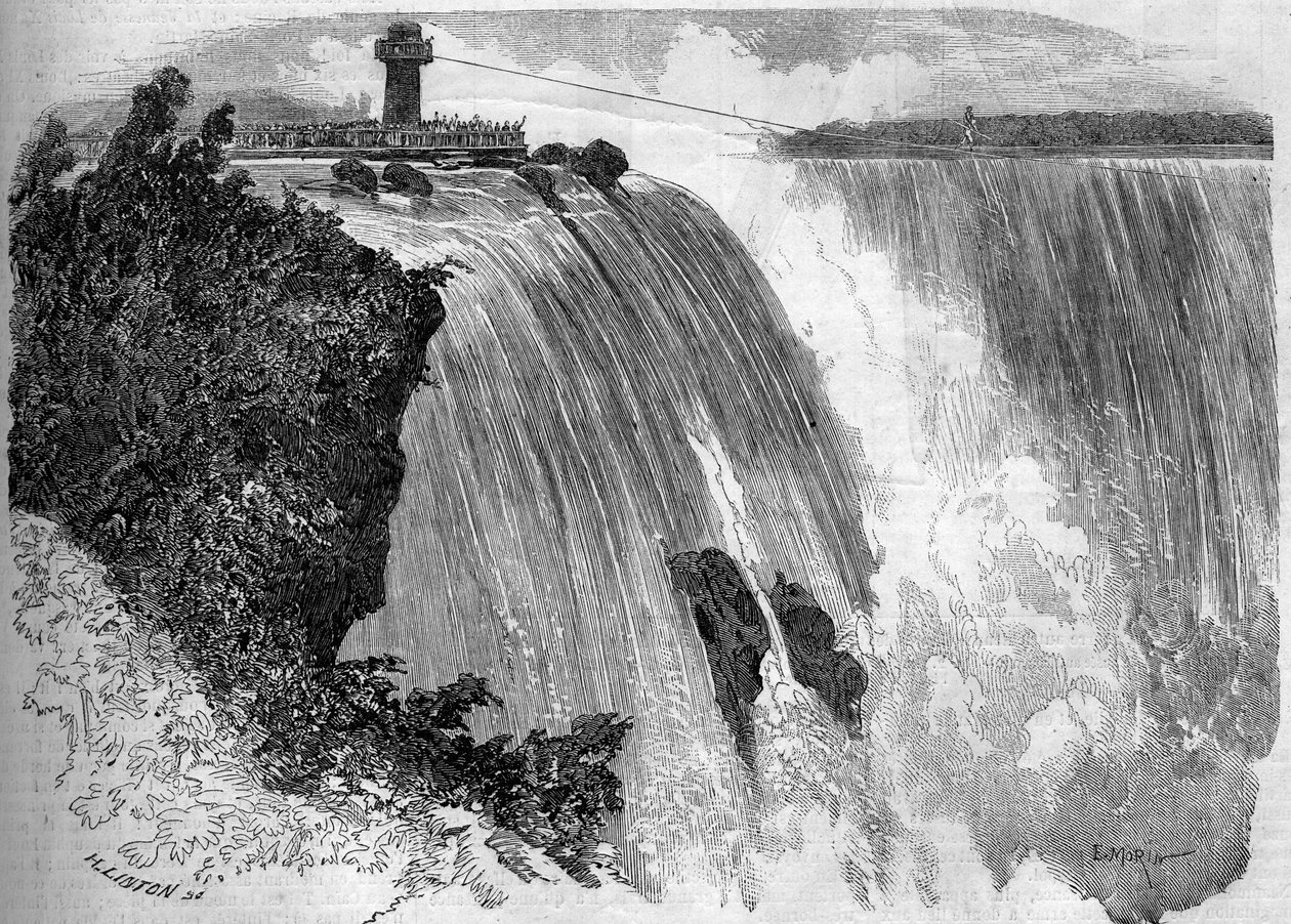 Fransız akrobat Blondin (Jean Francois Gravelet, dit) (1824-1897) Niagara Şelalesi