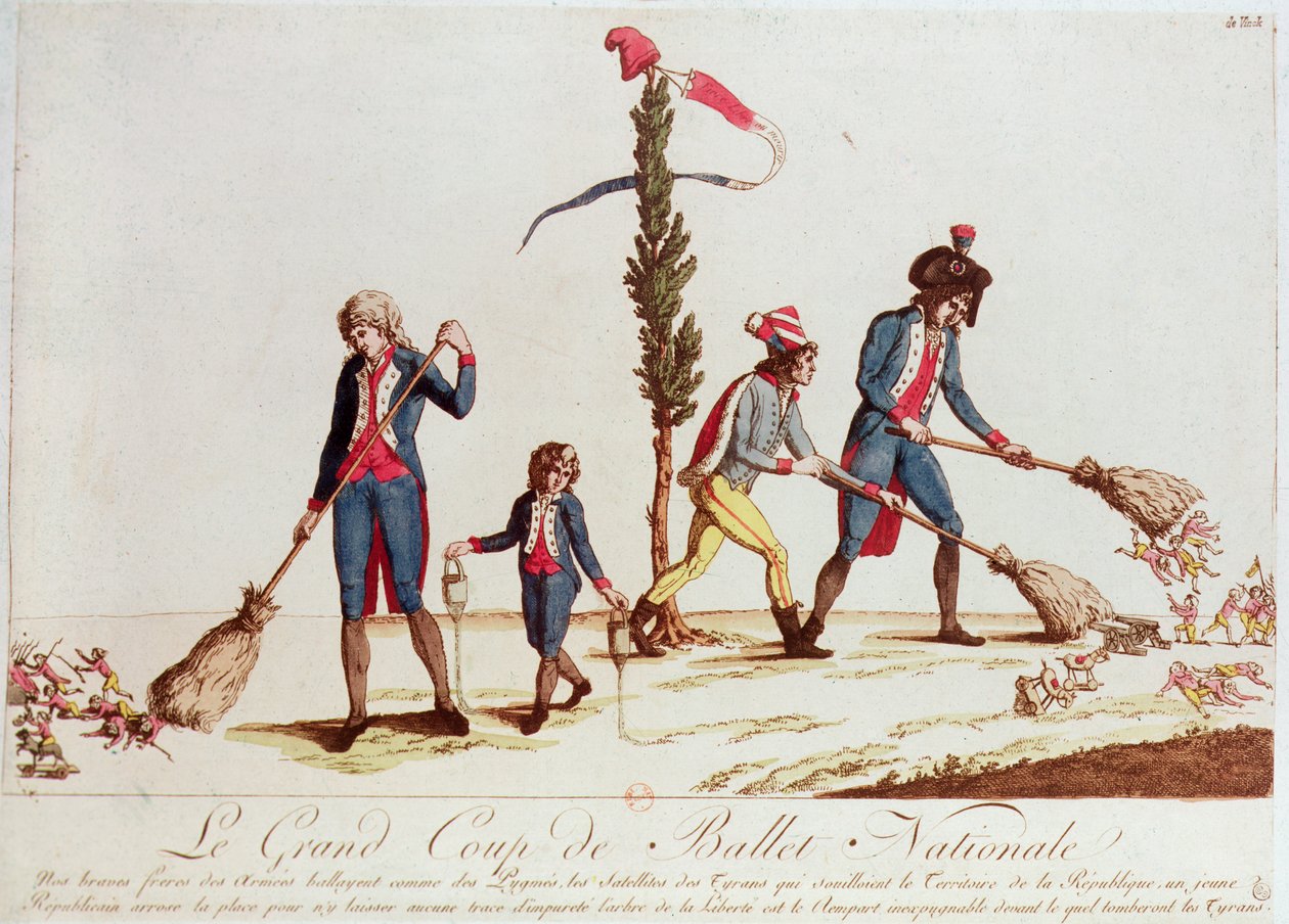 The Great National Sweeping Up (renkli gravür) by French School