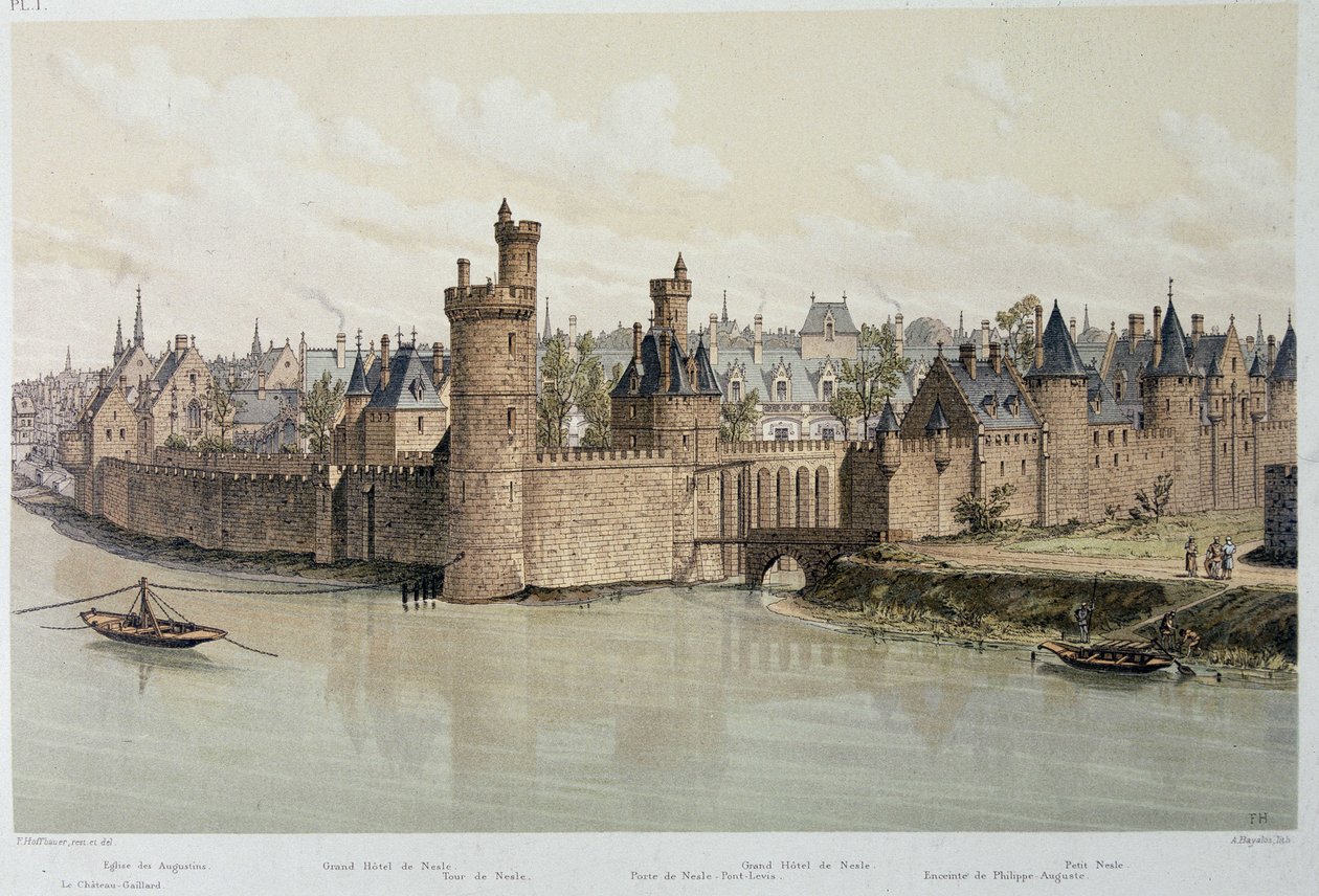 Otel ve Nesles Kulesi 1380'de - “Çağlar boyunca Paris”te, 19. yüzyılın sonlarında by French School