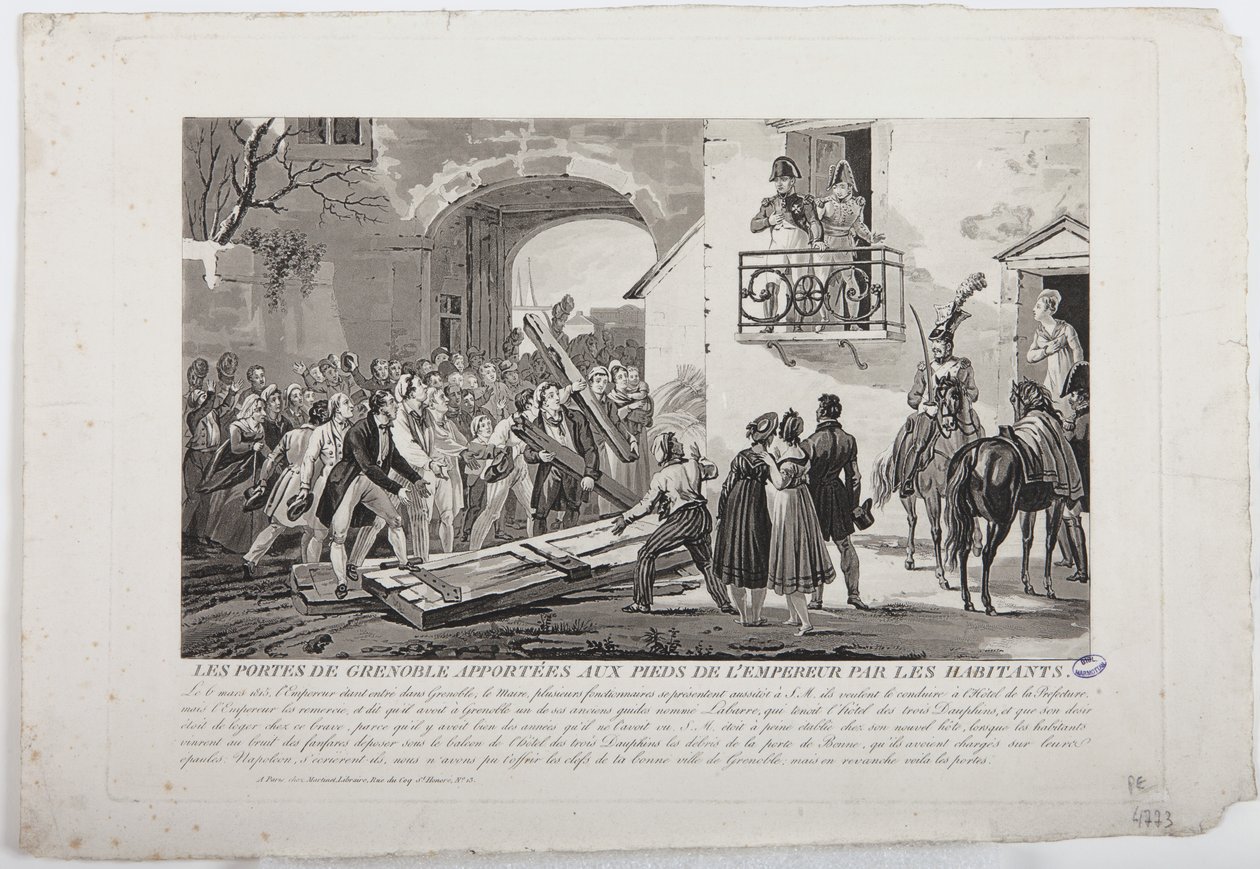 Grenoble Kapılarını İmparatorun Ayaklarına Bırakan Sakinler, 6 Mart 1815, Martinet tarafından yayınlandı, 1815 by French School