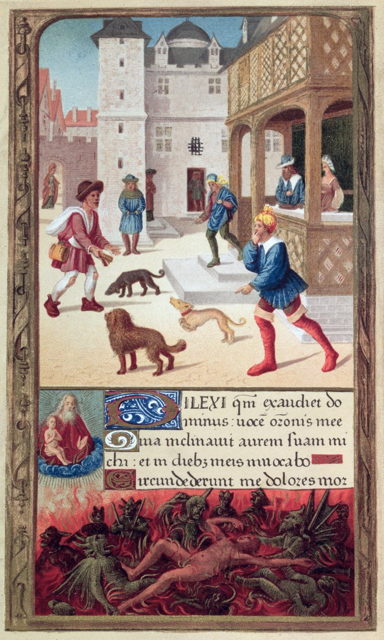Leper, 16. yüzyıldan kalma bir el yazmasından sonra (renkli gravür) by French School