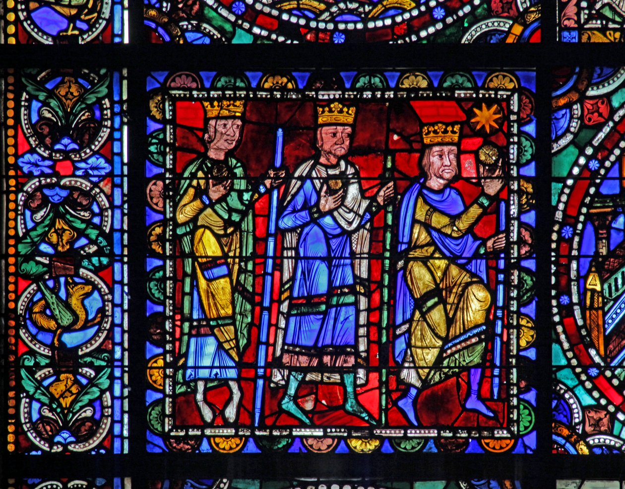 The Life of Christ penceresi: The Adoration of Magi - (bir sonraki panelle birlikte) (w50) by French School