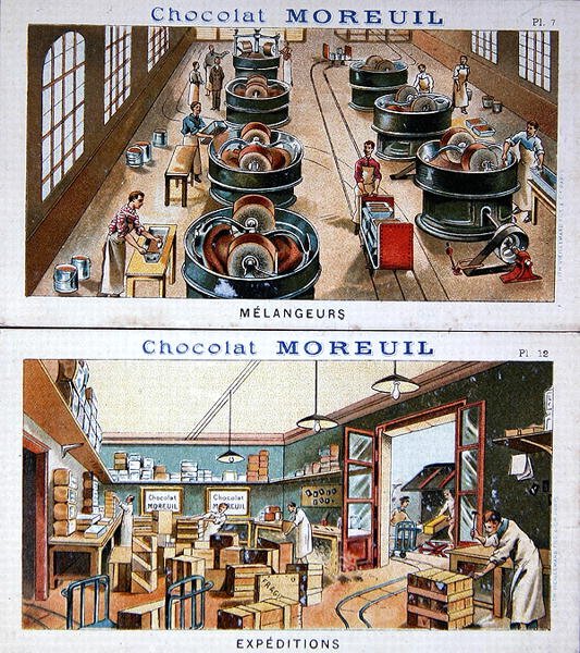 Çikolatanın İmalatı ve Dağıtımı, resim reklamı çikolata Moreuil, c.1900 (ayrıca bkz. 157413) by French School