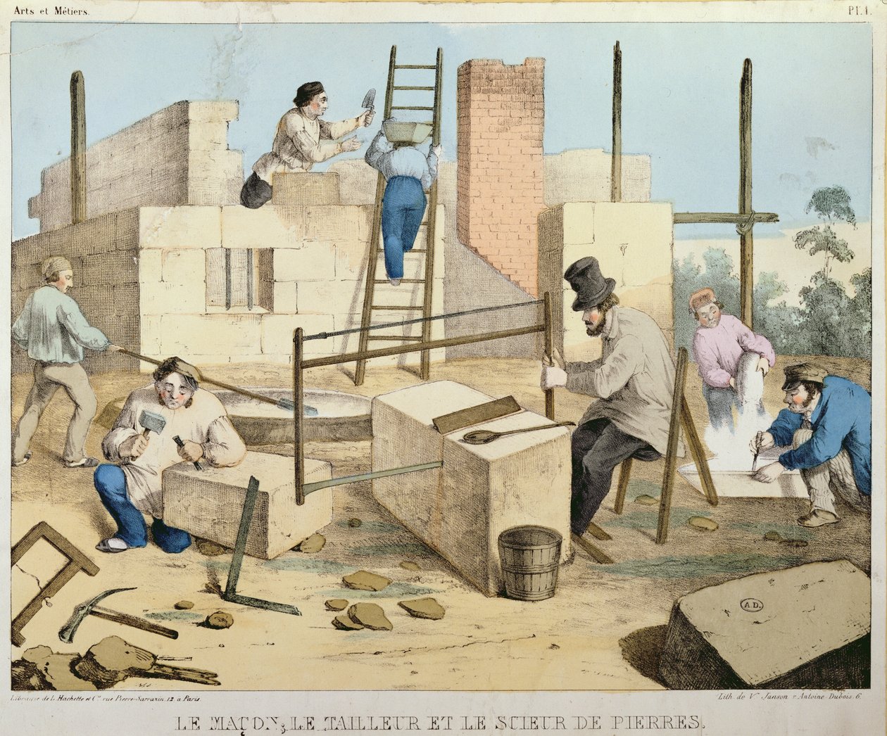 The Mason, The Stone Cutter ve Stone Sawyer, 1860 dolayları by French School