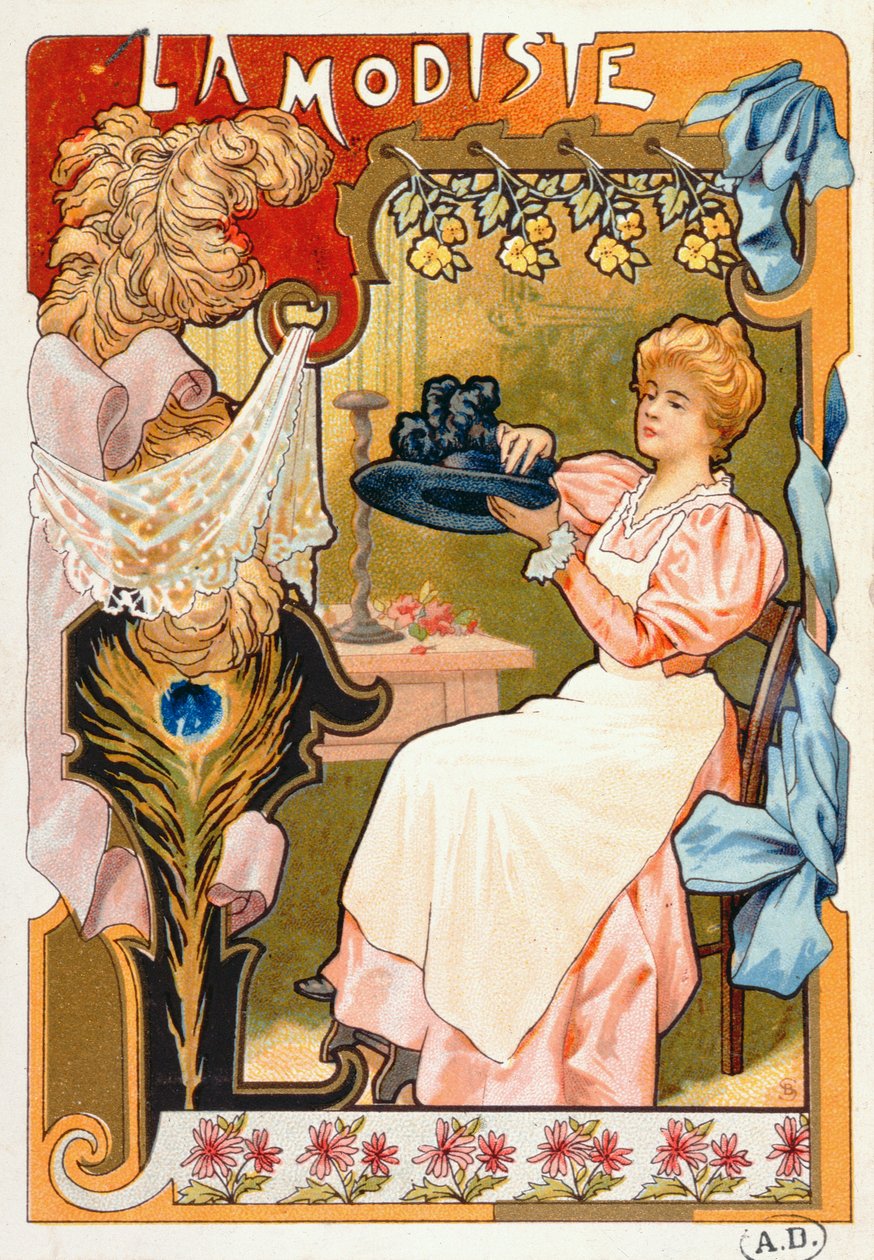 The Milliner, farklı işleri betimleyen bir dizi litografiden, 1899 by French School