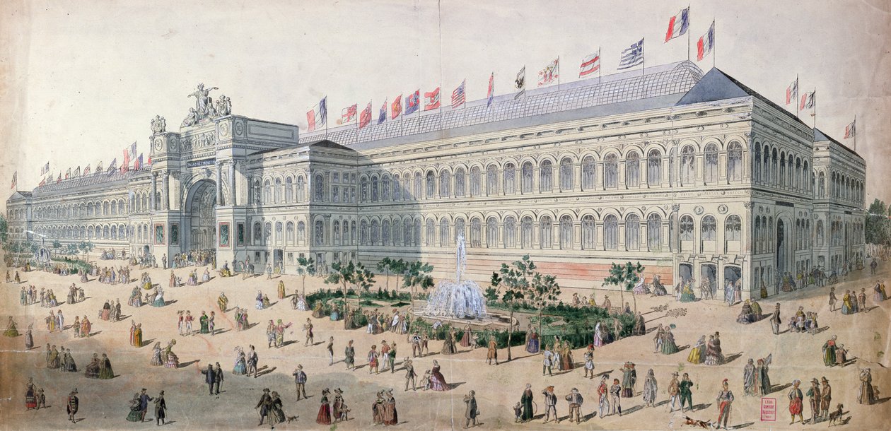 1855'te Exposition Universelle'deki Palais de lIndustrie by French School