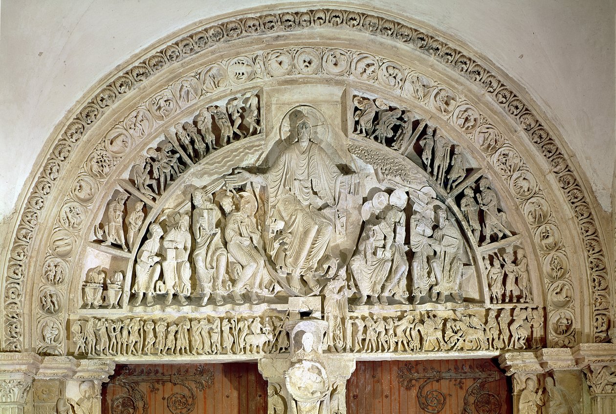 Pentekost, merkezi portalın kulak zarından, c.1120 by French School