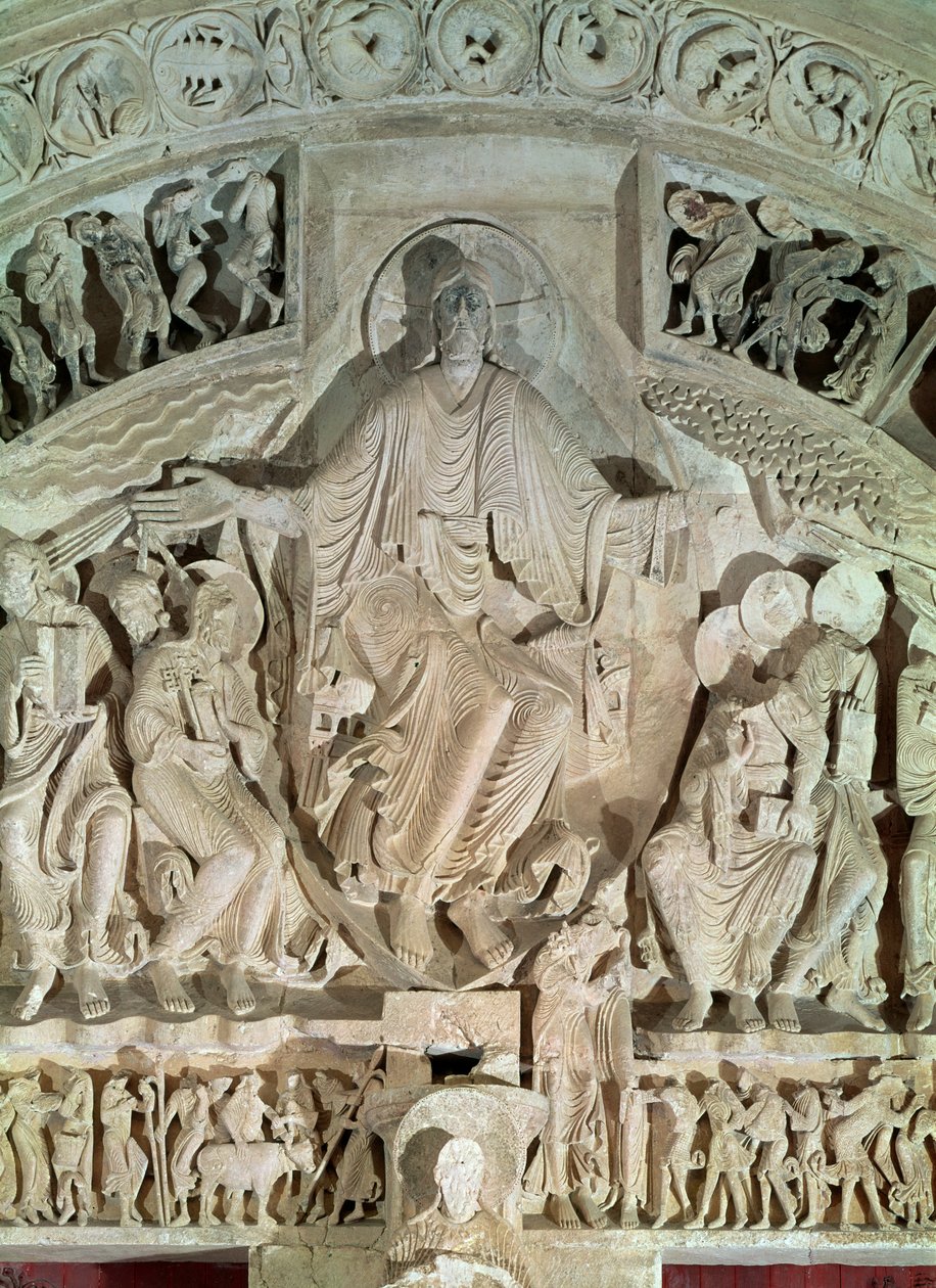 Pentekost, merkezi portalın kulak zarından, c.1120 by French School
