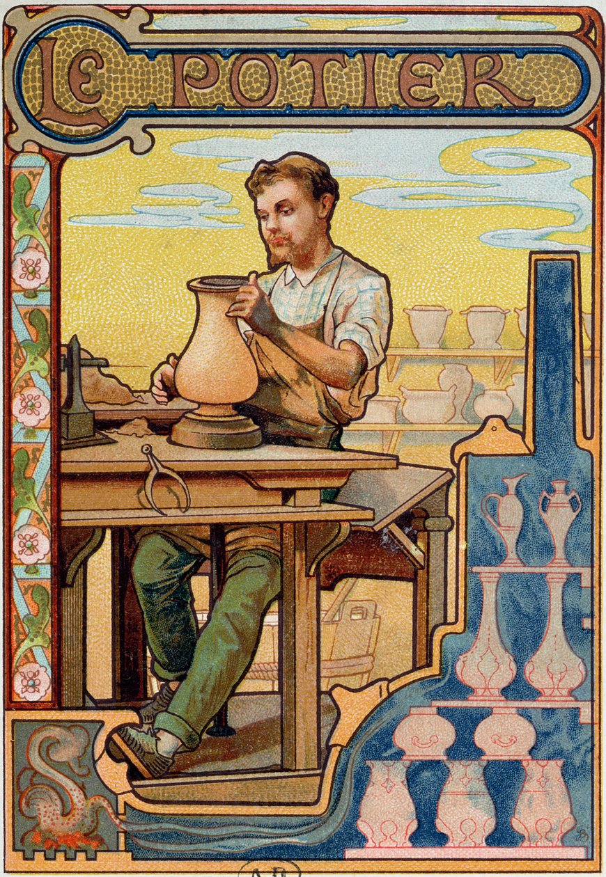 Potter, el sanatları üzerine bir kitaptan illüstrasyon, 1899 dolayları by French School
