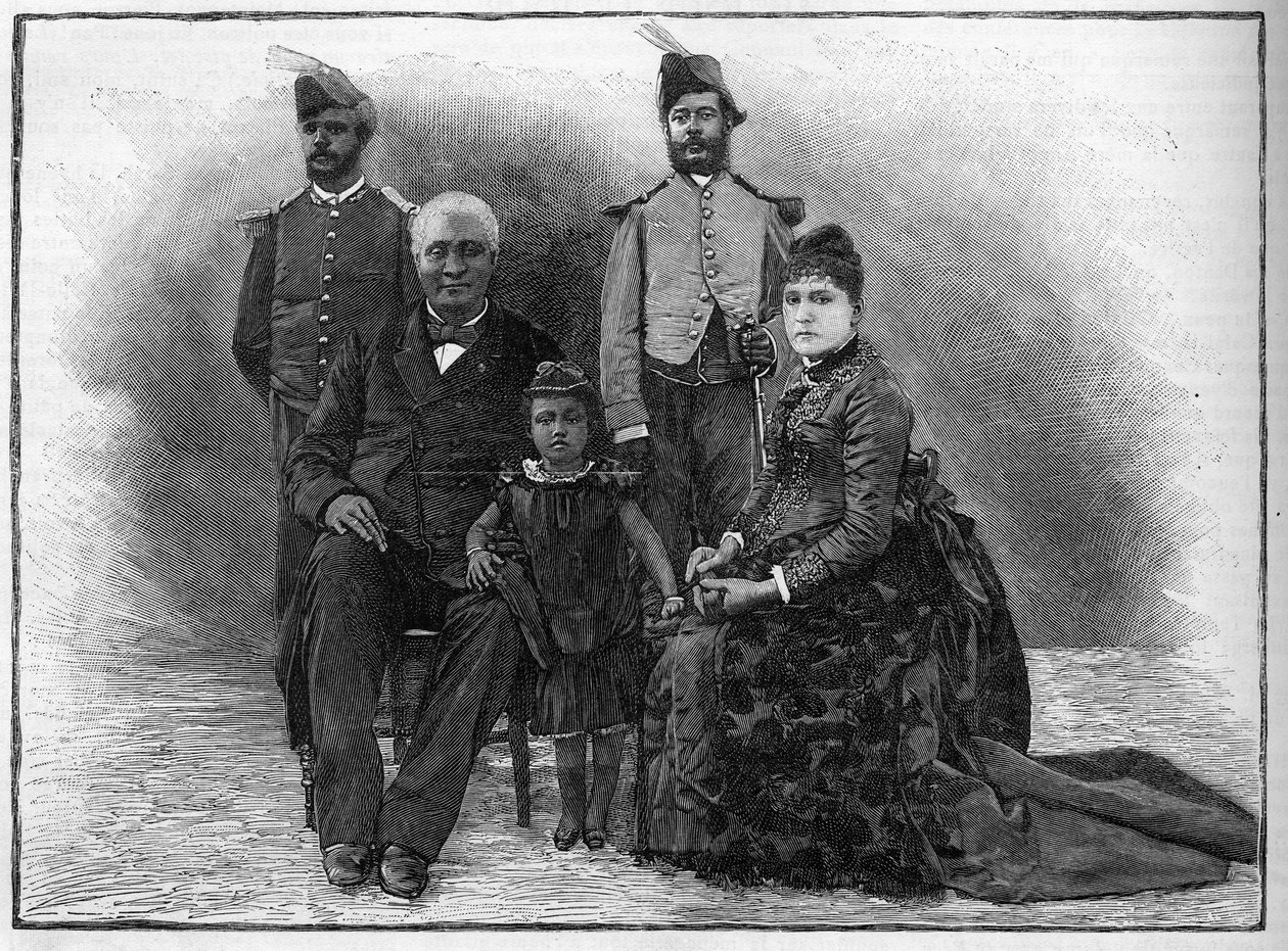 Haiti Başkanı Etienne Felicite Solomon (1820-1888), ailesi ve yaverleriyle birlikte. by French School