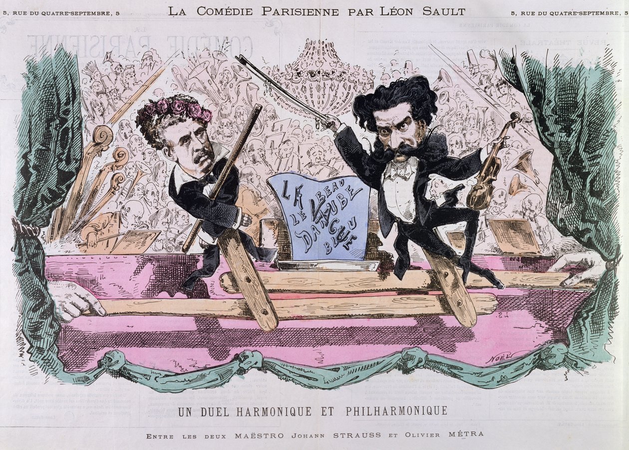 Valslerin Rakip Bestecileri, Johann Strauss the Younger (1825-99) ve Olivier Metra (1830-89), c.1870 by French School
