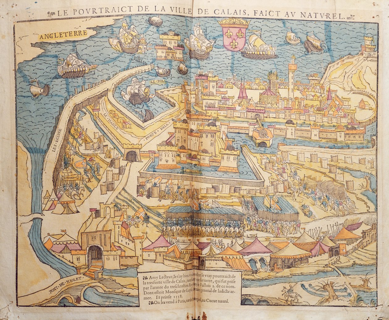 Calais Kuşatması, 1558 (renkli gravür) by French School