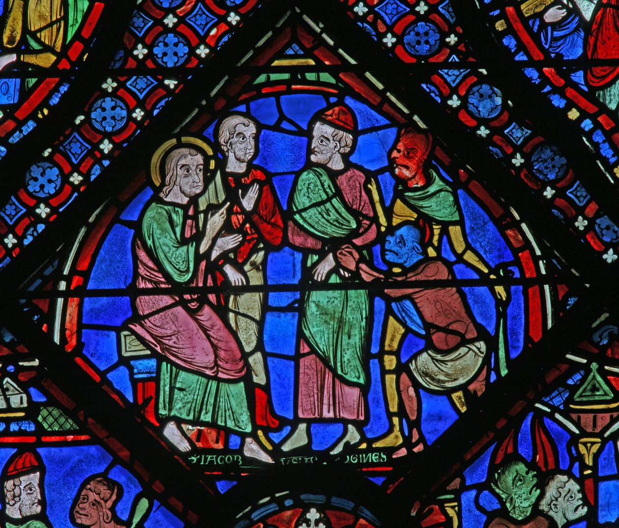 St James Penceresi: Almongenes (Hermogines), Filetus ve iblisler (w5) ile by French School