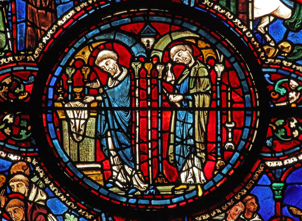St Lubin penceresi: Komünyon: şarap - Eucharist'te (w45) by French School