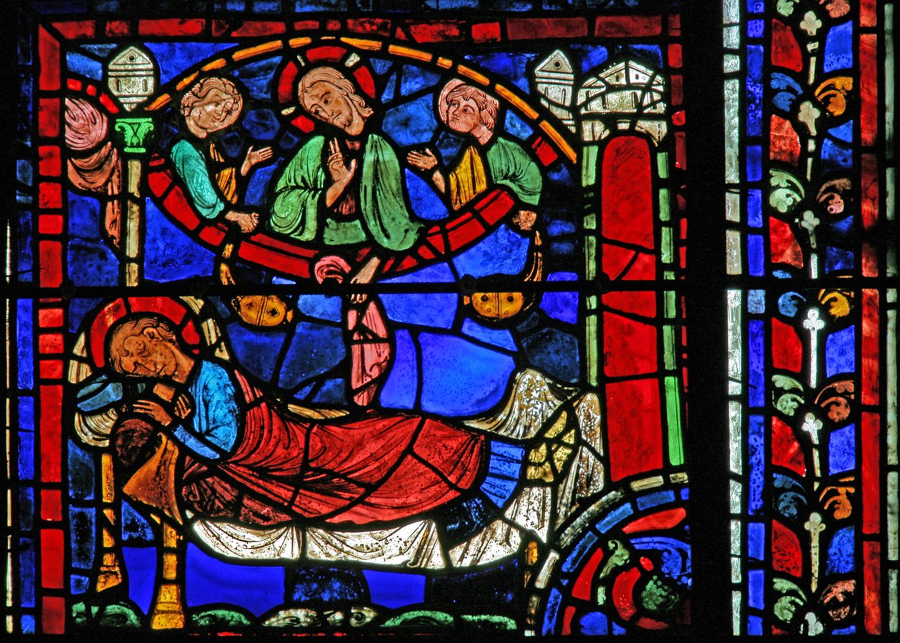 St Martin penceresi: aziz Mesih bir rüyada görünür (w20) by French School